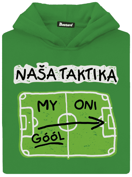 Naša futbalová taktika detská mikina klokanka Kelly Green AWD