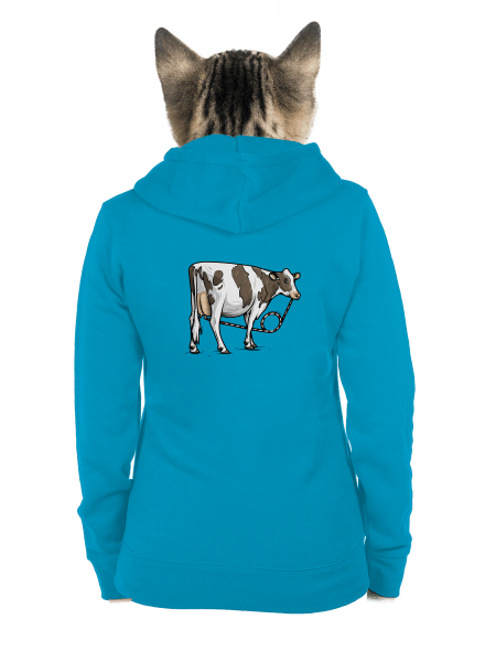 Cow drink dámska mikina na zips Blue Atol