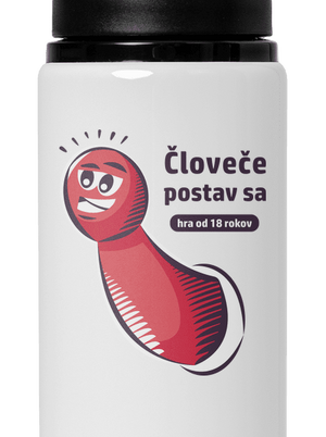 Človeče postav sa flaša na vodu White