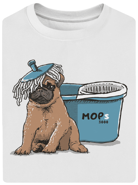 Mops unisex tričko oversized White
