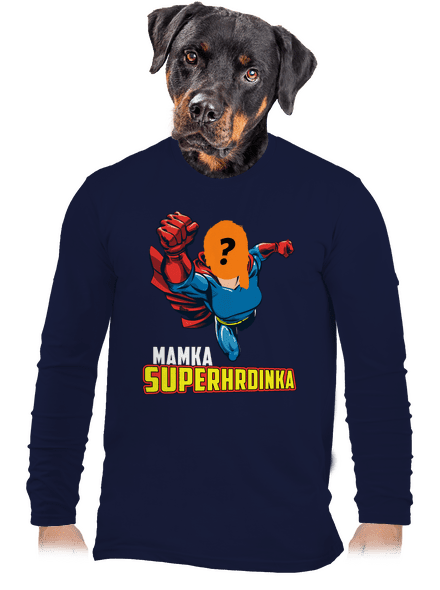 Mamka superhrdinka pánske dlhý rukáv Navy