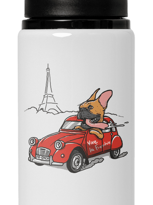 Francúzsky buldoček flaša na vodu White