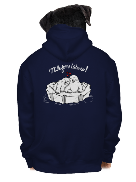 Milujem túlenie pánska mikina na zips Navy