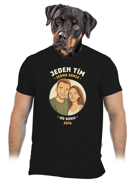 Jeden tím z vlastnej fotky pánske tričko Black