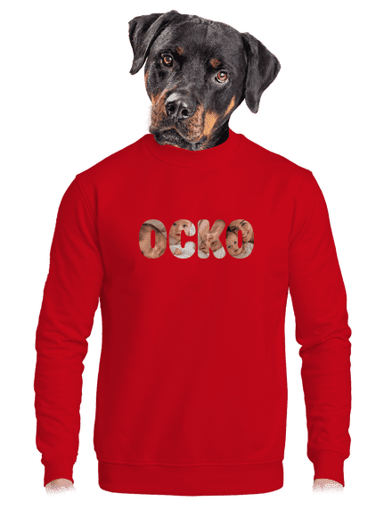 Nápis ocko z vlastných fotiek unisex mikina bez kapucne Red
