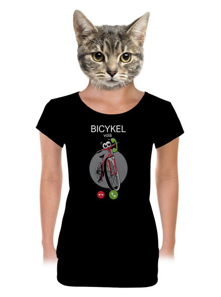 Bicykel volá dámske tričko s lemom Black