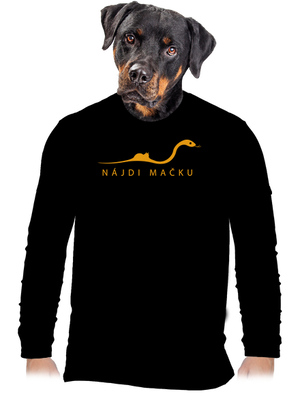 Nájdi mačku pánske dlhý rukáv Black
