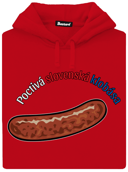 Poctivá buchta a klobása pánska mikina klokanka Red