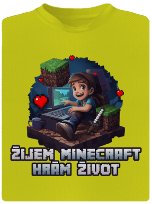 Žijem Minecraft detské športové tričko Neon Yellow