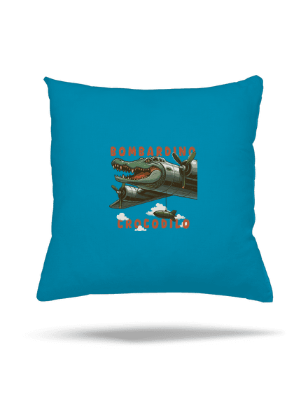 Bombardino Crocodilo – Italian Brainrot vankúš Blue Turquoise