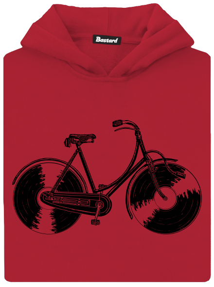 Gramofónový bicykel detská mikina klokanka Fire Red