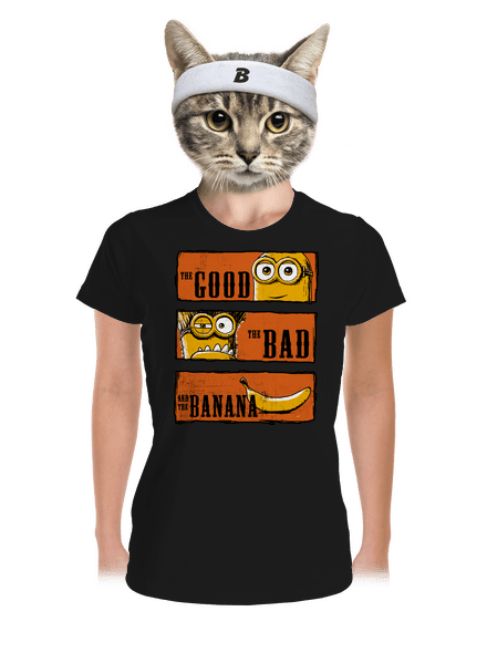 Hodný zlý a banán dámske športové tričko Black