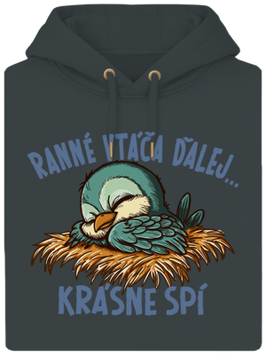 Ranné vtáča spí unisex mikina premium Charcoal