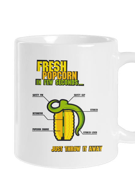 Popcorn grenade klasický hrnček White
