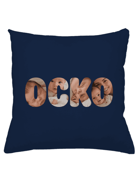 Nápis ocko z vlastných fotiek vankúš Dark Navy