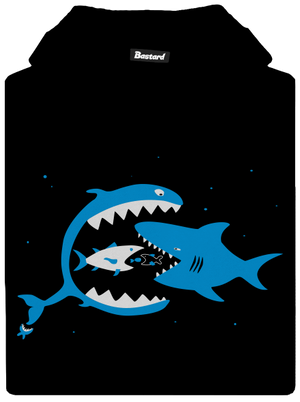 Rybky detská mikina klokanka Black