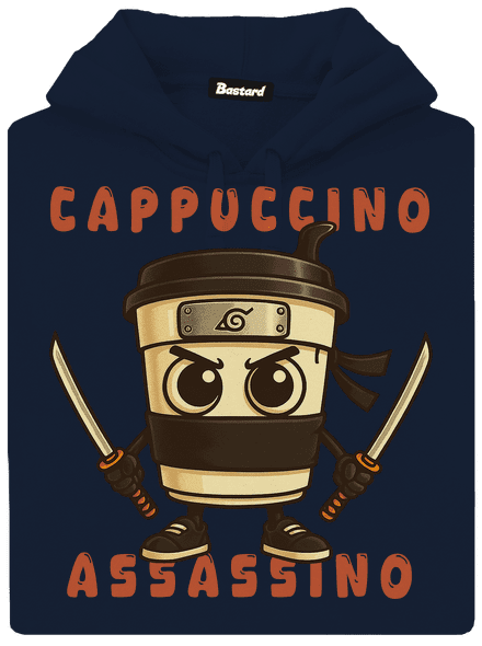 Cappuccino Assasino – Italian Brainrot pánska mikina klokanka Navy