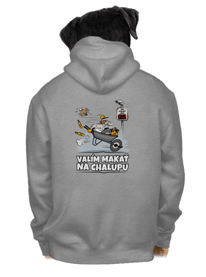 Valím na chalupu pánska mikina na zips Light Melange