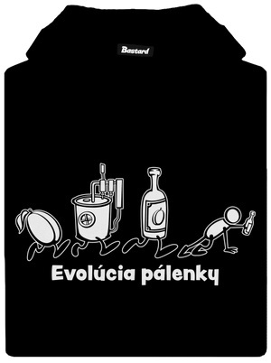 Evolúcia pálenky pánska mikina klokanka Black