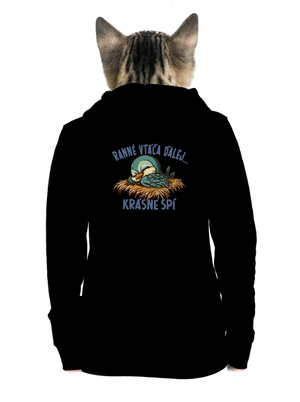 Ranné vtáča spí dámska mikina na zips Black