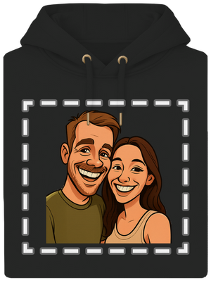 Karikatúra z vlastnej fotky unisex mikina premium Dark Black