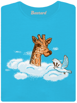 Žirafa v oblakoch dámske tričko s lemom Blue Atol