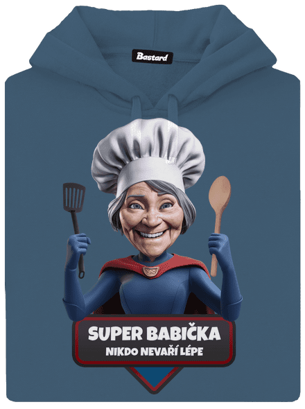 Super babička dámska mikina klokanka Denim
