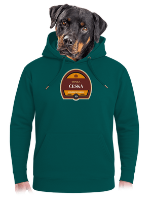 Pivná etiketa unisex mikina premium Emerald Green