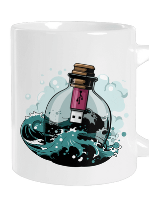 USB odkaz vo fľaši veľký hrnček White