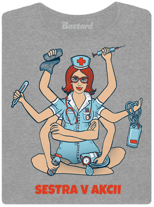 Sestra v akcii dámske tričko Dark Gray Melange