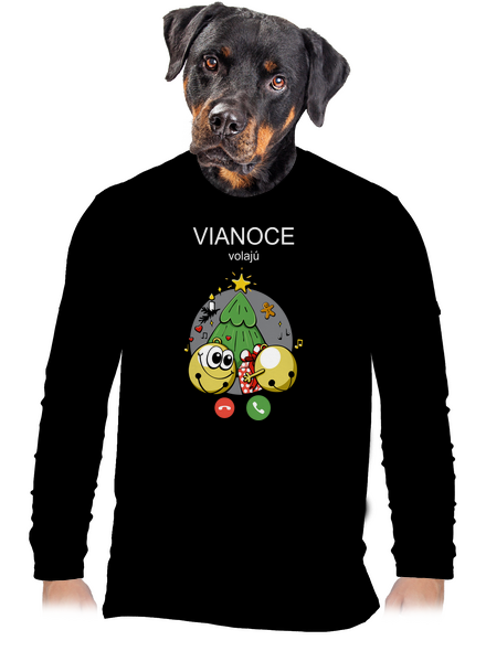 Vianoce volajú pánske dlhý rukáv Black