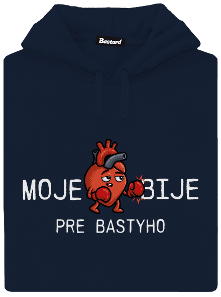 Moje srdce bije pánska mikina klokanka Navy