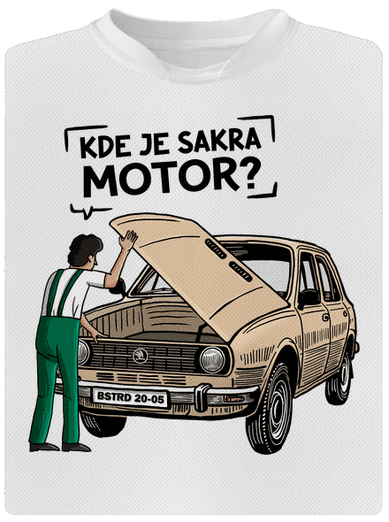 Kde je motor? pánske športové tričko White