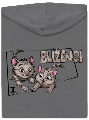 Mačací horoskop: Blíženci dámska mikina na zips Steel Gray