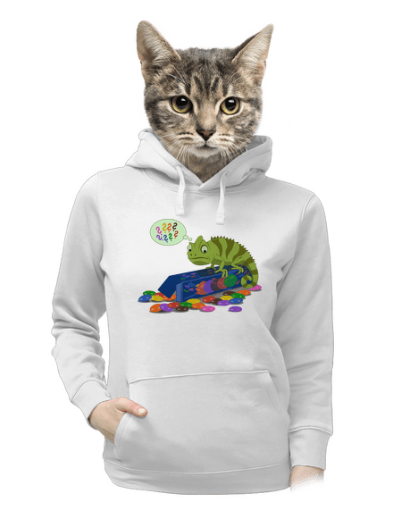 Zmätený chameleón dámska mikina klokanka White