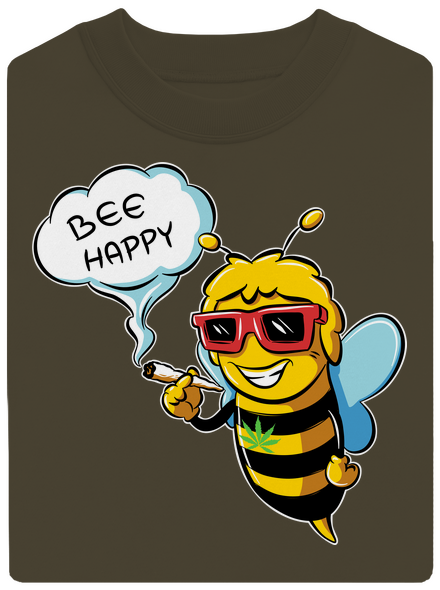 Bee happy unisex mikina bez kapucne Urban Khaki