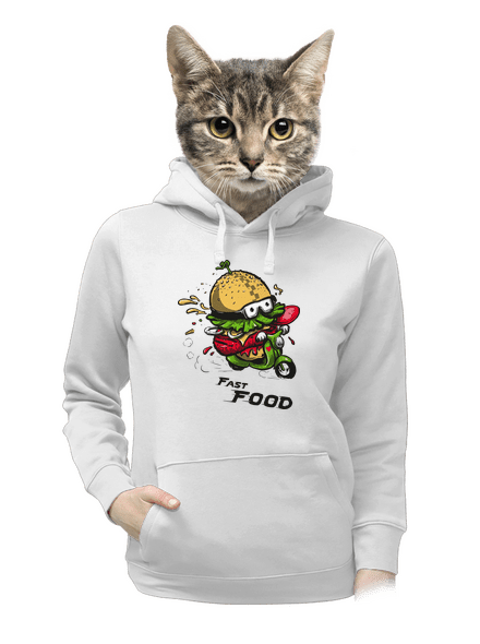 Fast Food dámska mikina klokanka White