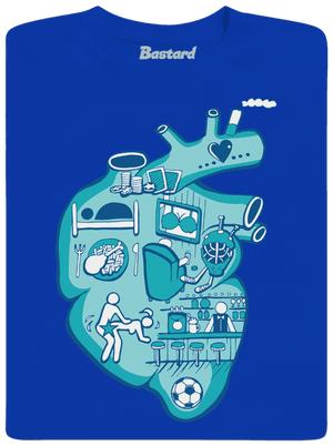 Srdce bije pre pánske dlhý rukáv Royal Blue