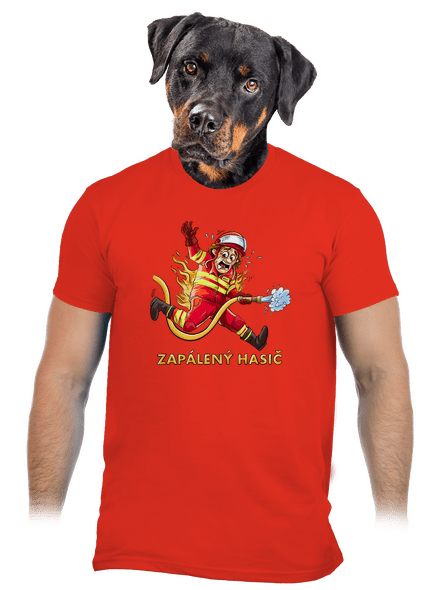 Zapálený hasič a hasička pánske tričko Fiery Red