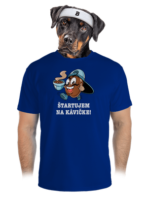 Štartujem na kávičke pánske športové tričko Royal Blue Mal