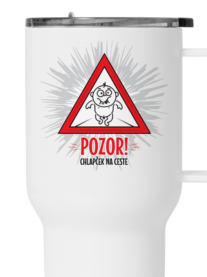 Chlapček na ceste termohrnček White