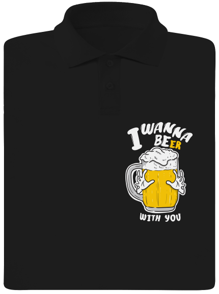 I wanna beer pánska polokošeľa Black