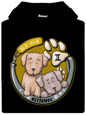 Psí horoskop: Blíženci dámska mikina klokanka Black