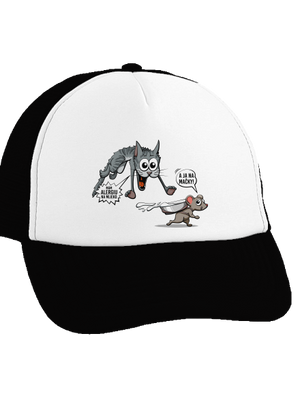 Alergická mačka a myš šiltovka truckerka Black cap