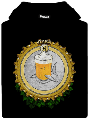 Pivný horoskop: Ryba pánska mikina klokanka Black