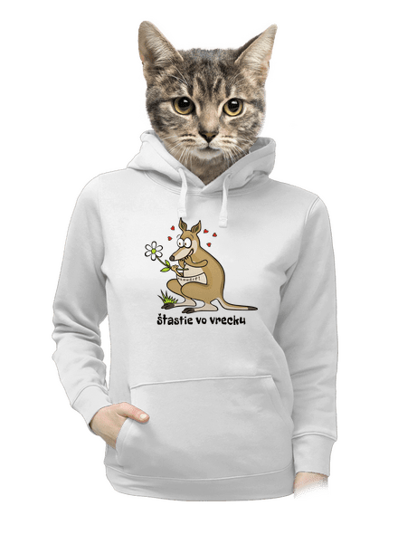 Šťastie vo vrecku dámska mikina klokanka White