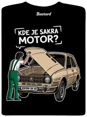 Kde je motor? pánske tričko Black