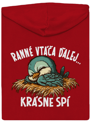 Ranné vtáča spí pánska mikina na zips Red