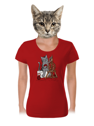 Mačka pradie dámske tričko Red Mal