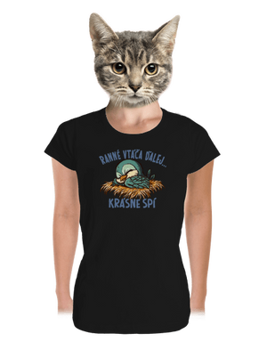 Ranné vtáča spí dámske tričko prémium Black